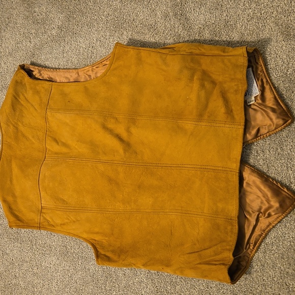 Vintage 1980s LL Bean Pig Suede Leather Work Lined Vest M - Picture 9 of 13